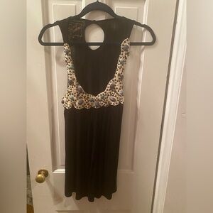 Soul Revival Black Top with Cream and Blue Details